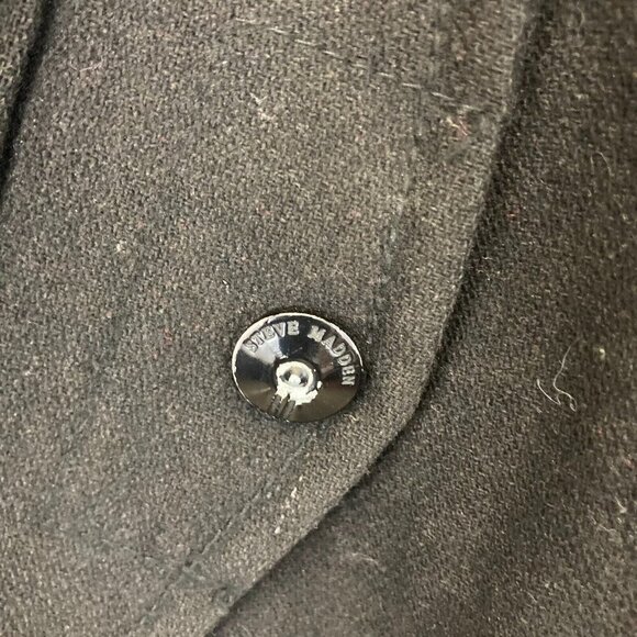 Steve Madden Mens Heavyweight Wool Jacket XL Black Zip & Toggle Coat Y2K Style - Picture 7 of 16